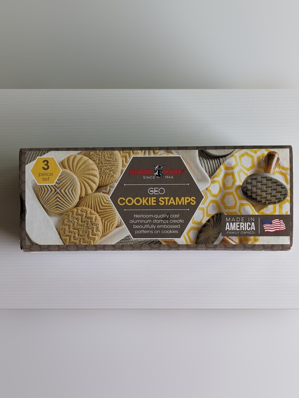 Nordic Ware Heirloom GEO Cookie Stamps Aluminum, Wood Handles-Set of 3 NEW